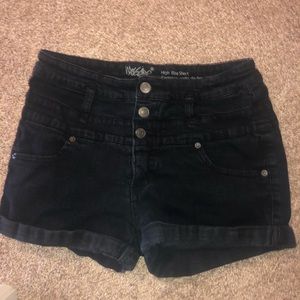 High rise black denim shorts size 8